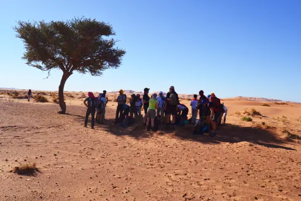 walking through desert trails in Draa Valley Morocco