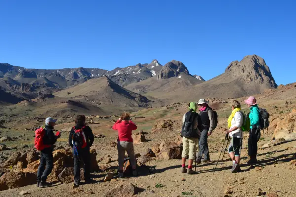 Panoramic view of Anti-Atlas mountains during Siroua trek